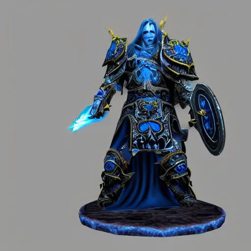 Prompt: arthas menethil has become the lich king world of Warcraft 3d