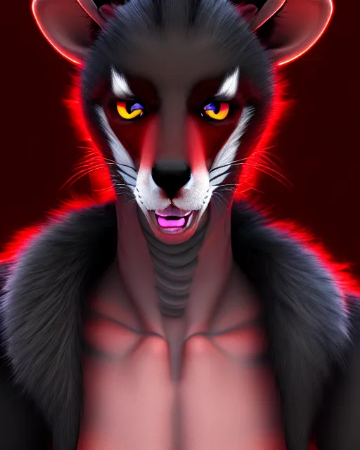 Image similar to furry - male - red - black - weasel - necromancer - fursona uhd ue 5 visual novel pc game expressions, photorealistic