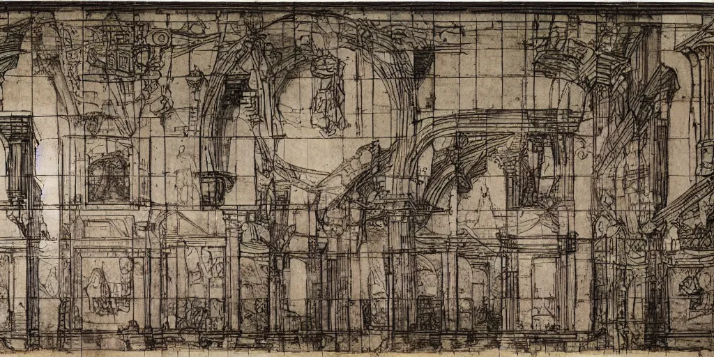 Prompt: aws architecture diagram by leonardo da vinci