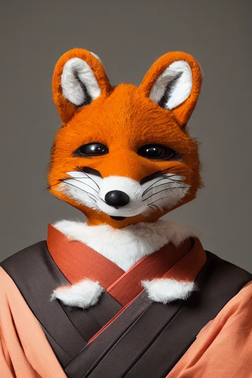 Prompt: anthropomorphic edo period japanese fox, fursuit, cosplay, trending on instagram, photography, sigma 8 5 mm f / 1. 4, studio lighting