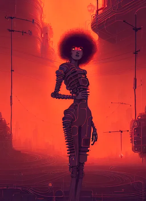 Image similar to highly detailed portrait of sci - fi long curly fire hair lady, stray wiring by atey ghailan, james gilleard, by joe fenton, by greg rutkowski, by greg tocchini, by kaethe butcher, 4 k resolution, gradient red, orange, black and white color scheme!!! ( ( flaming robotic dystopian city spiral background ) )