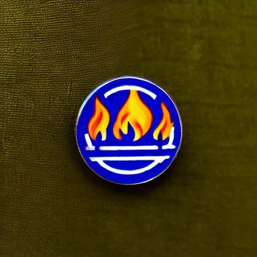 Image similar to minimalistic clean enamel pin of fire flame warning label