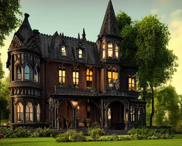 Gothic Victorian House In The Country Pixar Sparkly Stable Diffusion
