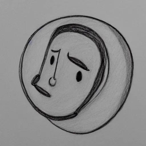 Prompt: a drawing of a white round head with emotionless face