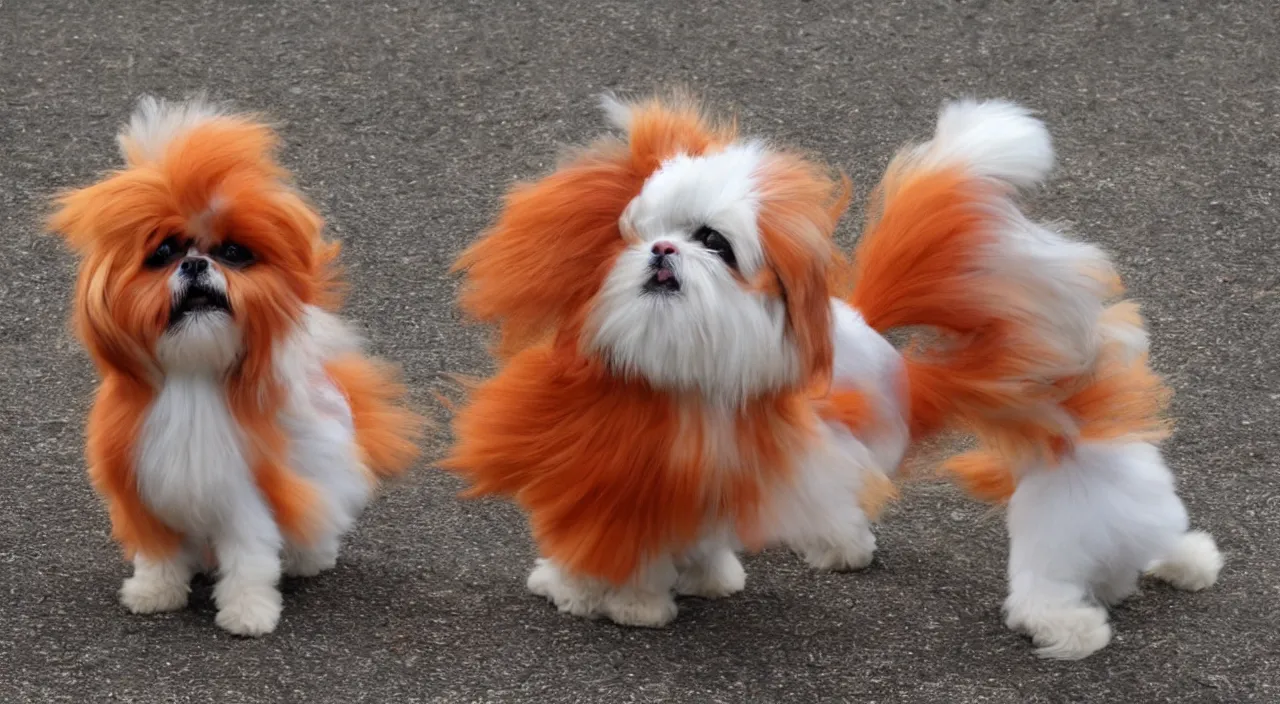 Prompt: Vulpix as a Shih Tzu breathing Fire