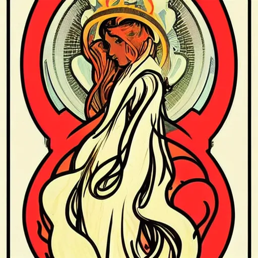 Image similar to minimalistic clean retro fire flames warning label art by alphonse mucha, smooth curves, behance