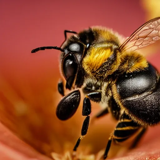 Image similar to macro photography of a queen bee and her colony