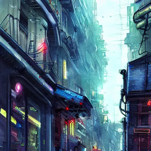 Image similar to Parisian cyberpunk street attacked by an alien spaceship, art by digital painting, beautiful detail and destruction