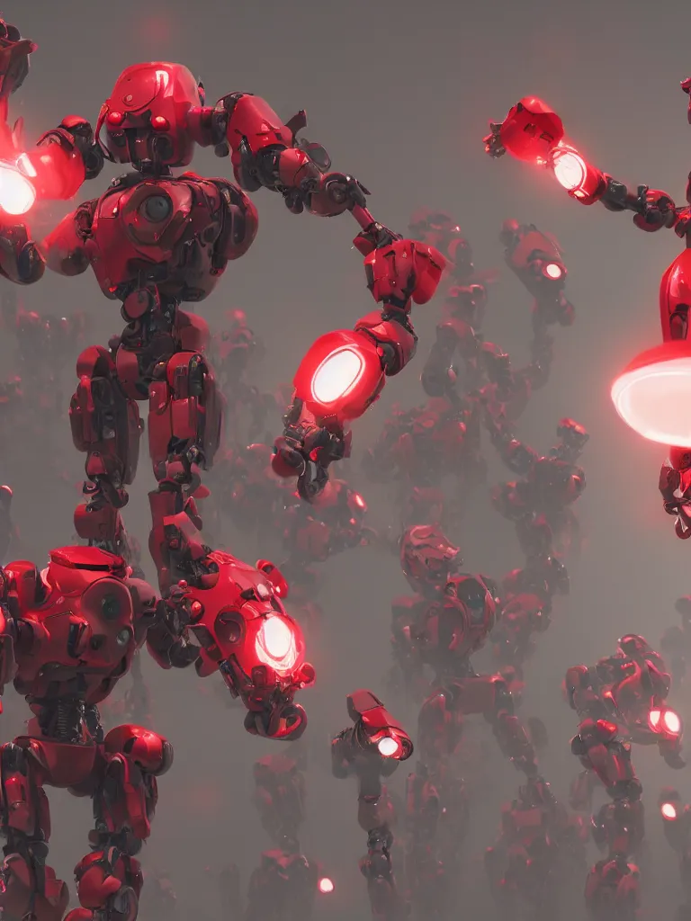 Image similar to a concept art of red flower, robots, people, movie keyframe, cinematic lighting, highly detailed, realistic details, rendered in octane, 4 k post - processing highly