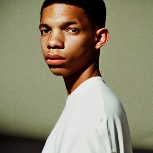 Image similar to realistic! photoshoot for a new balenciaga lookbook, color film photography, portrait of a beautiful model, photo in style of tyler mitchell, 35mm