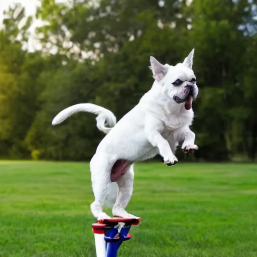 Image similar to dog on a pogo stick