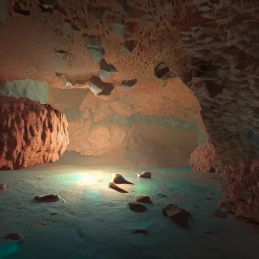 Prompt: cave with big crystals, 8k, colorful, super detailed, super realistic, sharp, volumetric light, ray traced