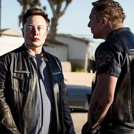 Image similar to Elon Musk in Sons of anarchy very detail4K quality super realistic