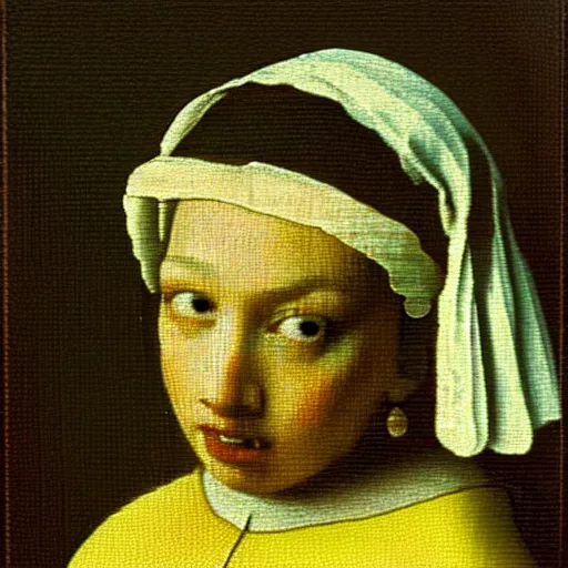 Image similar to a bacalaito fritter in the style of vermeer, glitch art