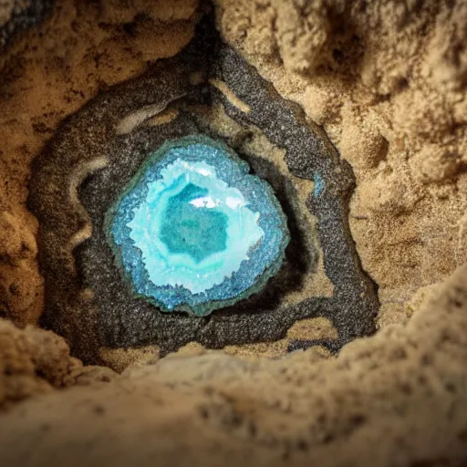 Prompt: the inside of a geode the size of a cave, realistic, photograph, 4 k