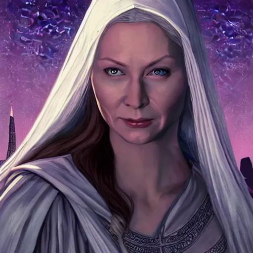 Image similar to galadriel in gta v, cover art by stephen bliss, boxart, loading screen