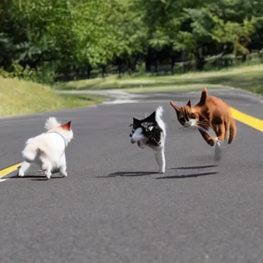 Image similar to cats and dogs race in cars