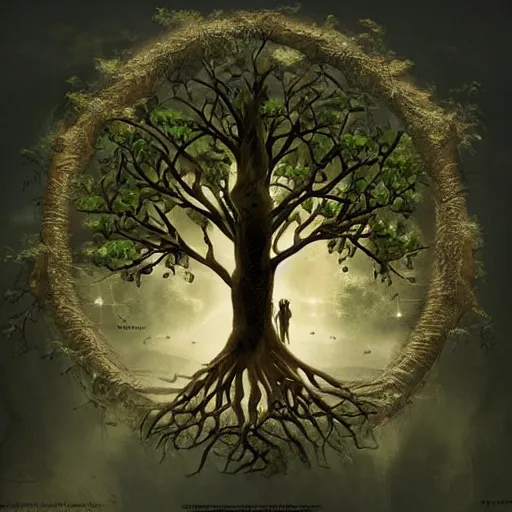 Image similar to The tree of life, top image of all time on /r/ConceptArt subreddit