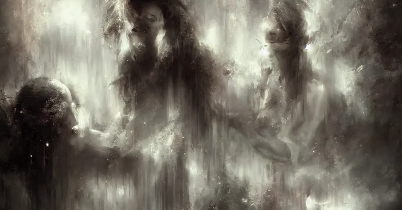 Prompt: the consciousness alone in the silent world behind the mirror, absolute peace and quiet ground, still moment, digital art, by raymond swanland