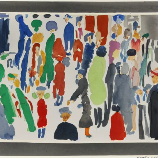 Image similar to a watercolor painting of where's wally, by matisse