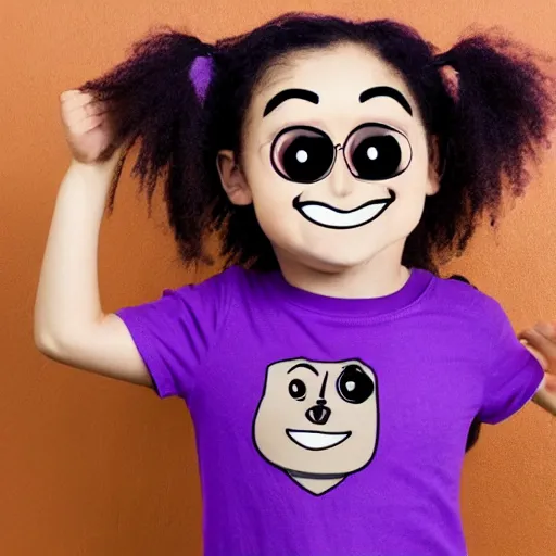 Image similar to a purple t-shirt with a cartoon face