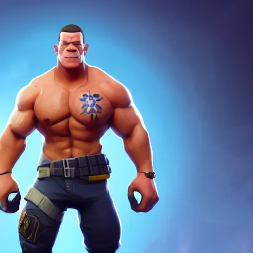 Prompt: John Cena in Fortnite, artstation, no text