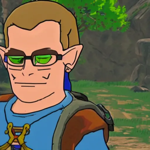 Image similar to Hank Hill in The Legend of Zelda Breath of the Wild