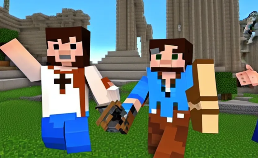 Image similar to preston holding his hands up as he fails at minecraft, prestonplayz, youtube thumbnail