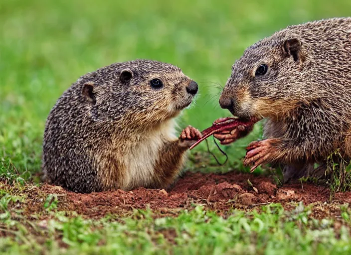 Image similar to groundhog eating an earthworm