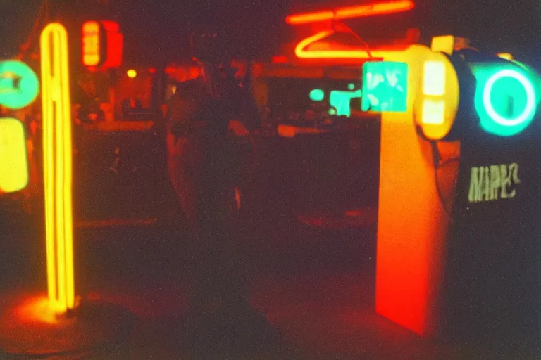 Image similar to stylized poser of a single jalpa thick neon lights ektachrome photograph volumetric lighting f 8 aperture cinematic eastman 5 3 8 4 film