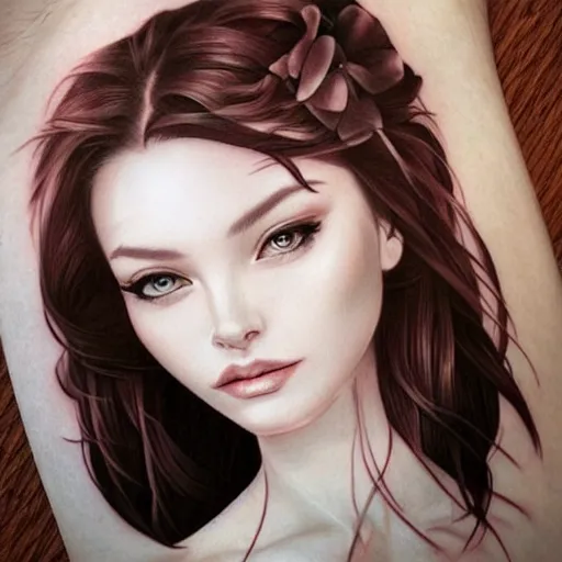 Image similar to tattoo design, beautiful portrait of a girl by artgerm, artgerm