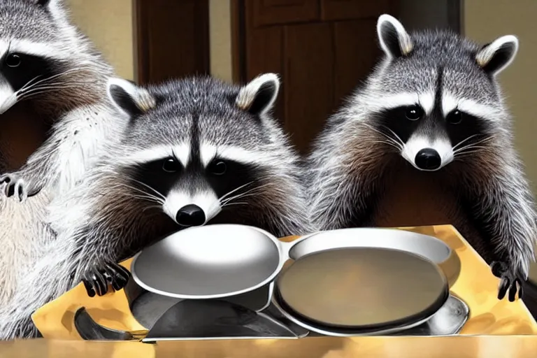 Prompt: two raccoons doing dishes, pixar style