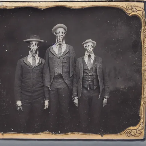 Image similar to tintype photographs, wide angle view, operators, in isolated suits, dissecting huge lovecraftian creatures