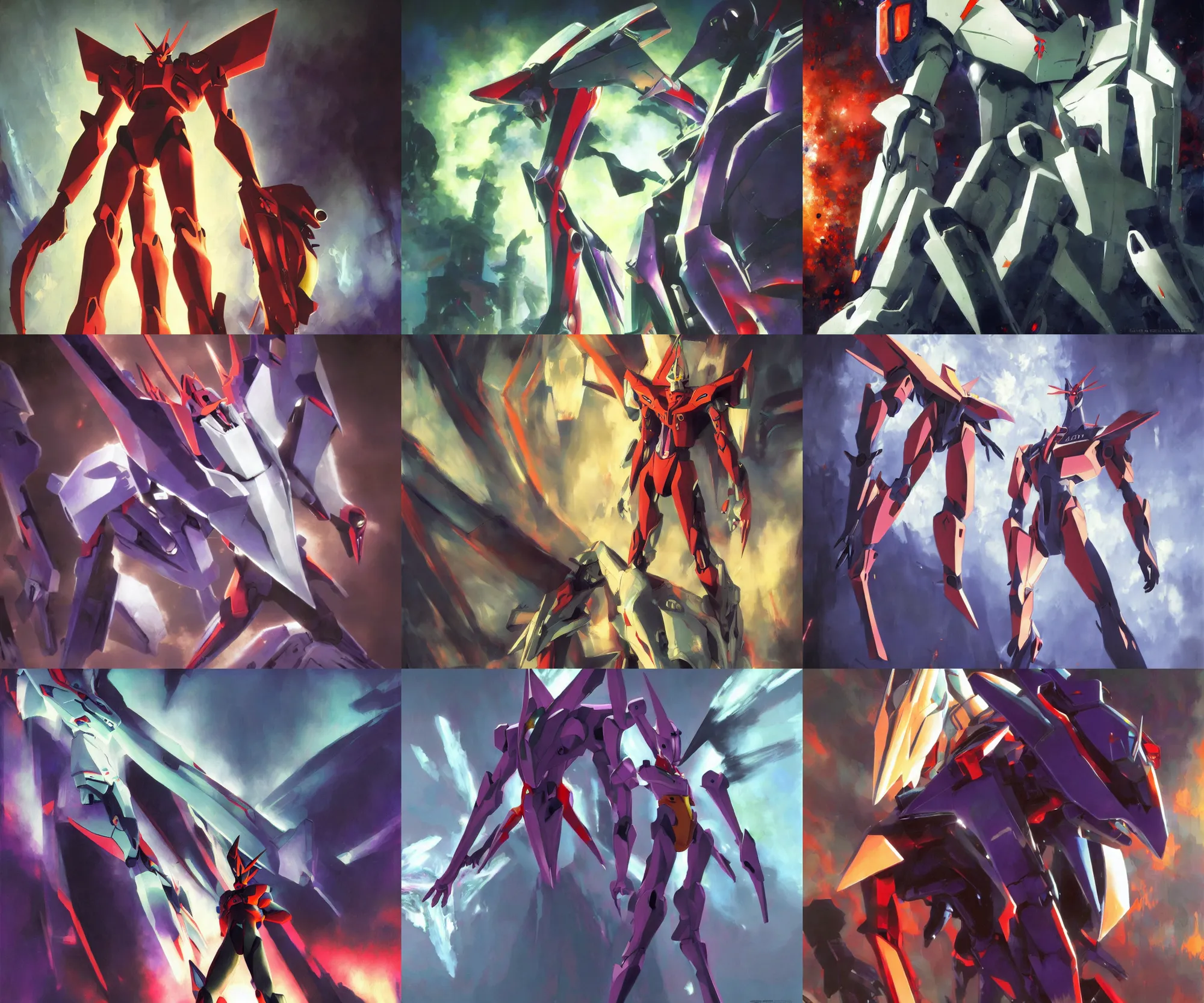 Prompt: eva 0 1 from neon genesis evangelion painted by craig mullins, dramatic lighting