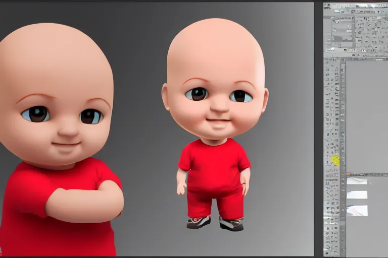 Image similar to bobby hill chibi, photorealistic 3 d render