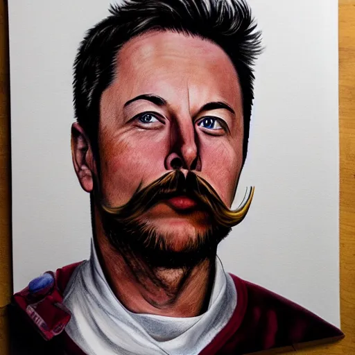 Image similar to elon with extra scratchy mcpatchy facial hair and a heavy fu manchu, photorealistic digital painting