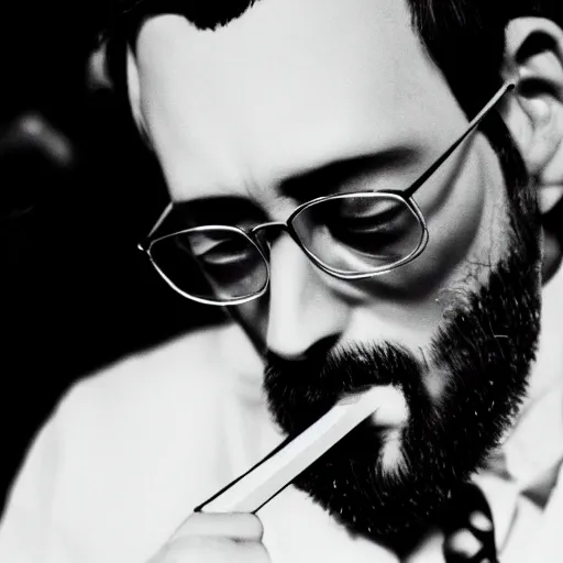 Image similar to gendo ikari smoking a joint, 5 5 mm