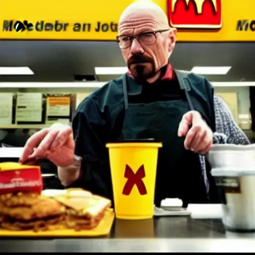 Prompt: Walter white working at a McDonalds