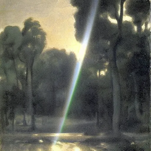 Image similar to rays of light diffracted through prism, by camille corot