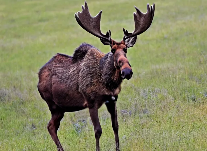 Prompt: an animal that's a cross between a moose and a crab