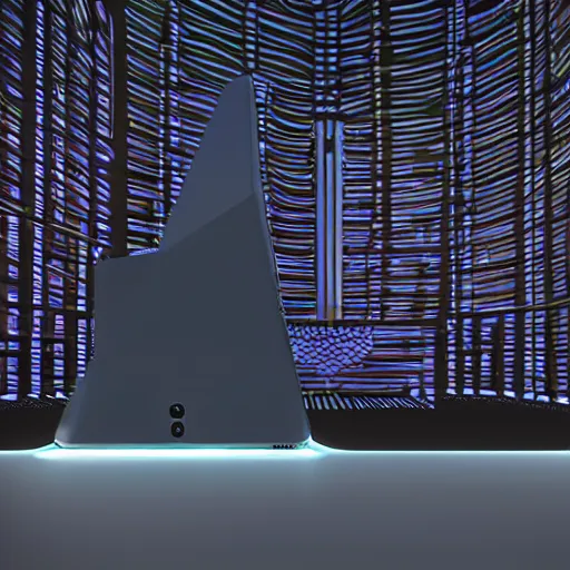 Image similar to A giant computer with Aphex Twin logo, neon black light lit, by Emiliano Ponzi, by Chris Ware, neogeo, criterion collection, concept art, hyper realism, unreal engine