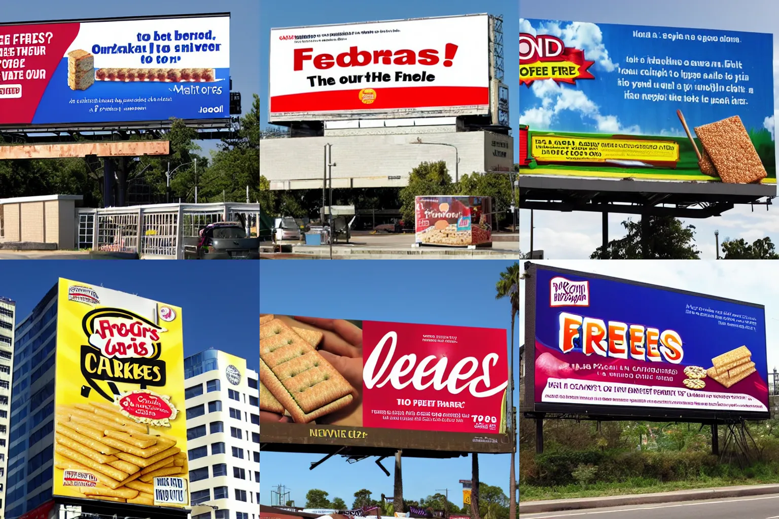 Prompt: a billboard advertising free crackers