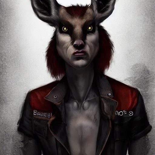 Image similar to human, humanoid, bambie, male, deer, punk, featured on artstation