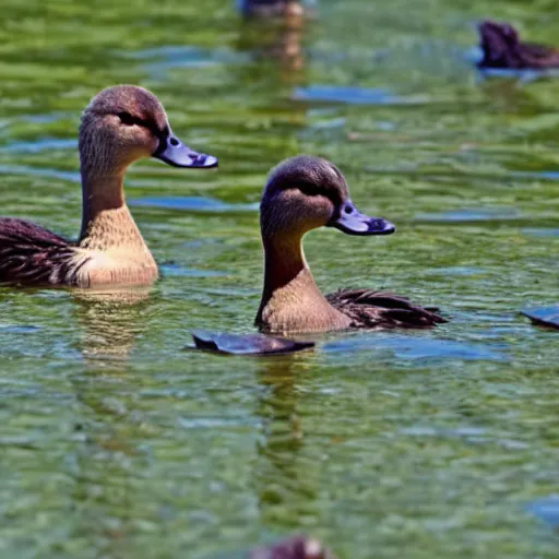 Prompt: All the ducks are swimming in the water, fal-de-ral-de-ral-do