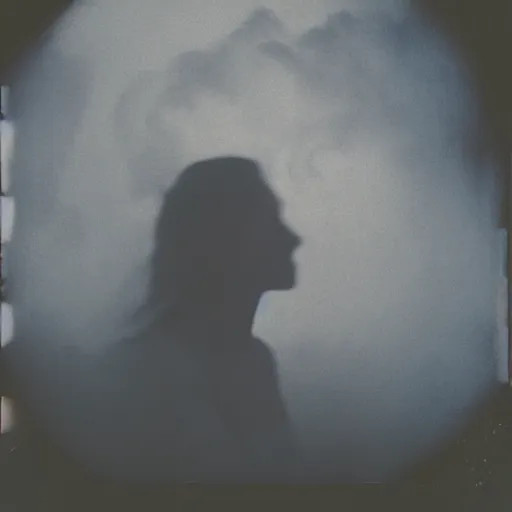 Image similar to pinhole photo : dream, smoke, clouds, silhouette, face, mirror, projector, double exposure, chromatic aberration, kodachrome