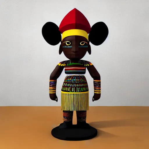 Prompt: african tribal chief vinyl art toy, detailed product photo, 3 d render,