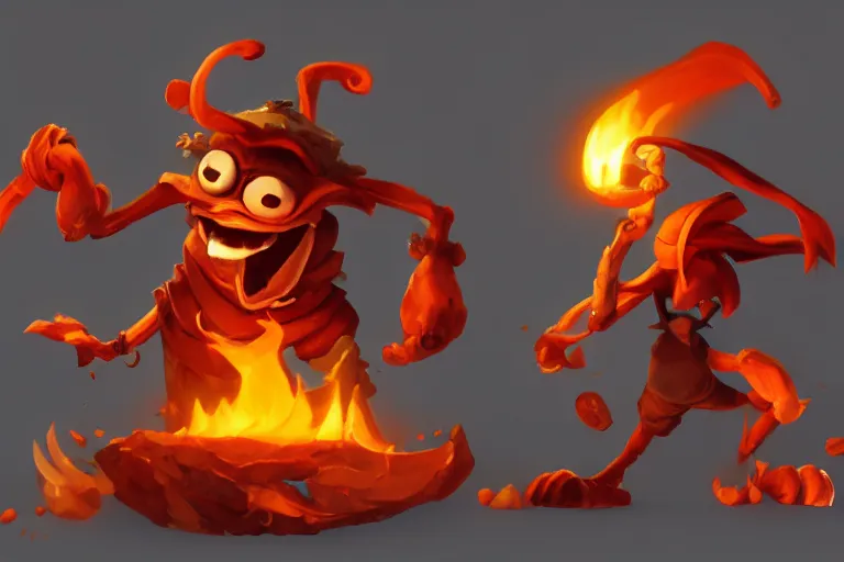 Image similar to a cartoony fire, various items, in the style of Rayman origins, michael ancel, Ruan Jia and Mandy Jurgens and Greg Rutkowski, trending on Artstation, award winning, unreal engine, octane render H 1024