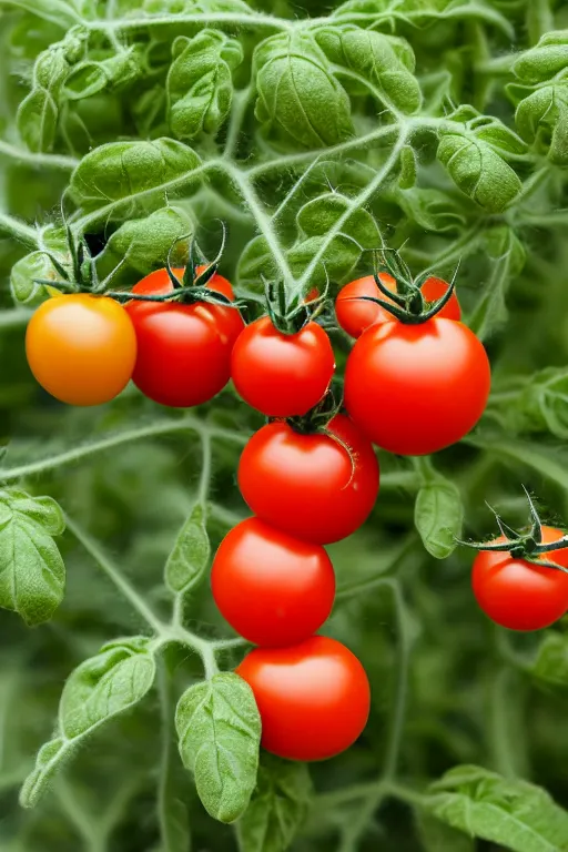 Image similar to a potted tomato plant with an ethernet connection, its leaves and tomatoes form a web developer interface for html 5 iot web 2. 0, high resolution megapixel photograph