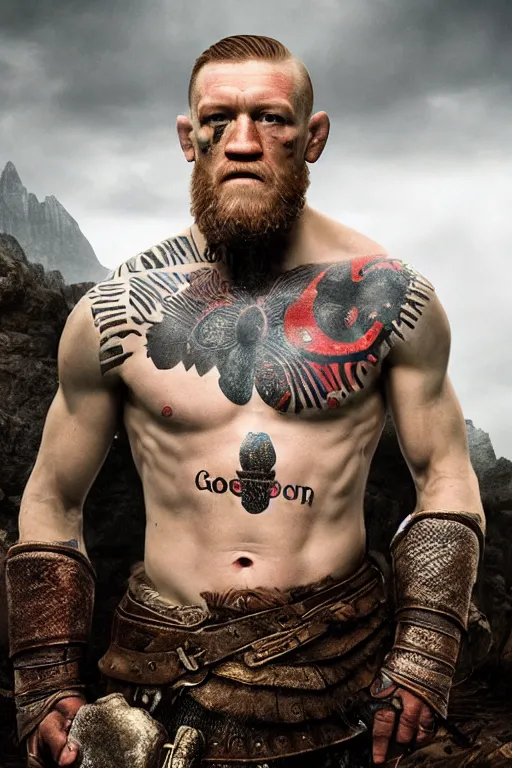 Prompt: connor mcgregor as balder from god of war, 8 k, hdr, great light, gustave courbet, annie leibowitz