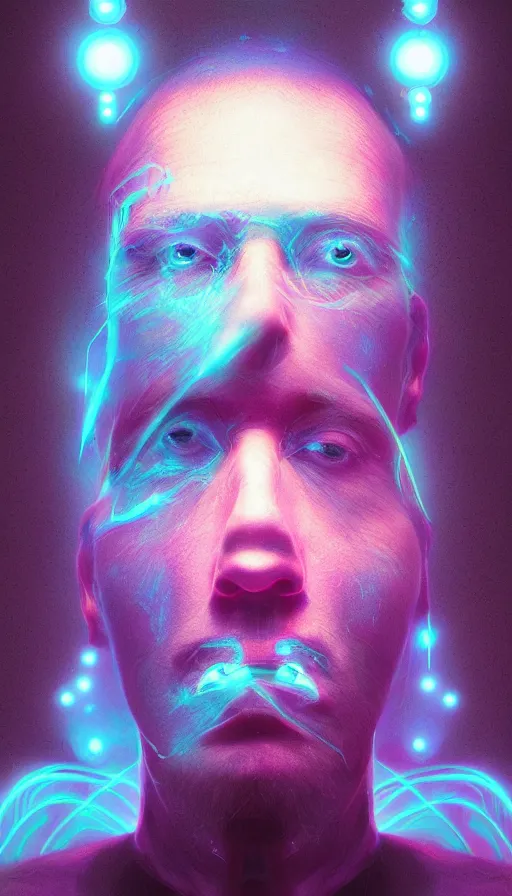 Image similar to portrait of a digital shaman, by beeple